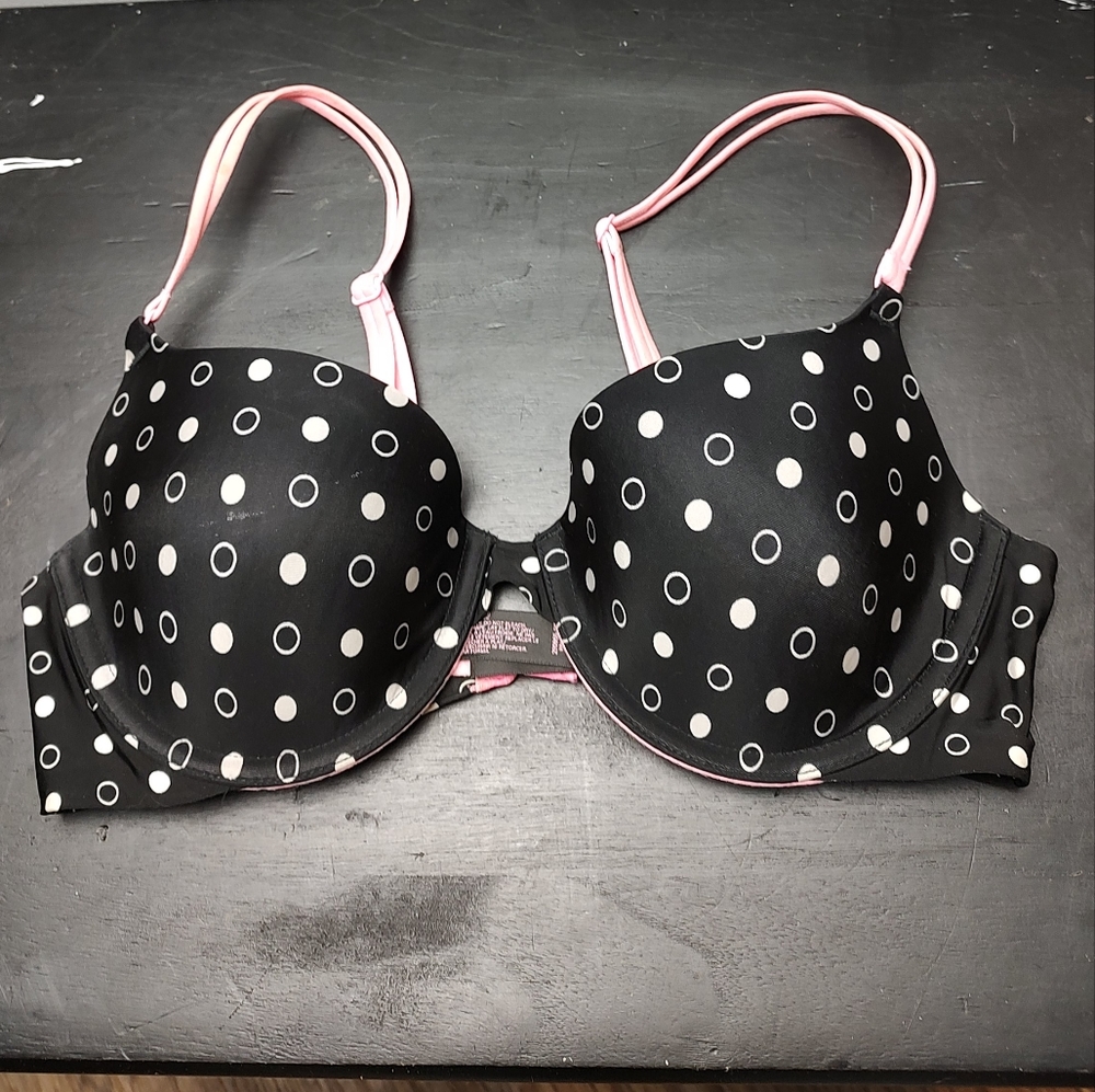 Victoria's Secret demi buste Size 34C black dot with Pink bra